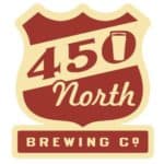 An old fashioned highway identification sign featuring the words 450 North with a street sign below reading Brewing Co