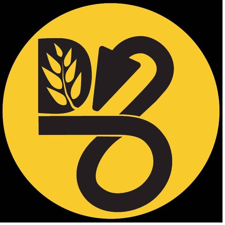 Deviate Brewing Logo Yellow Circle with an arrow shaped similar to an ouroboros