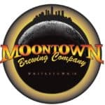 Moontown Brewing Logo Featuring a Black Moon with the Indianapolis City Scape in outline on the top edge