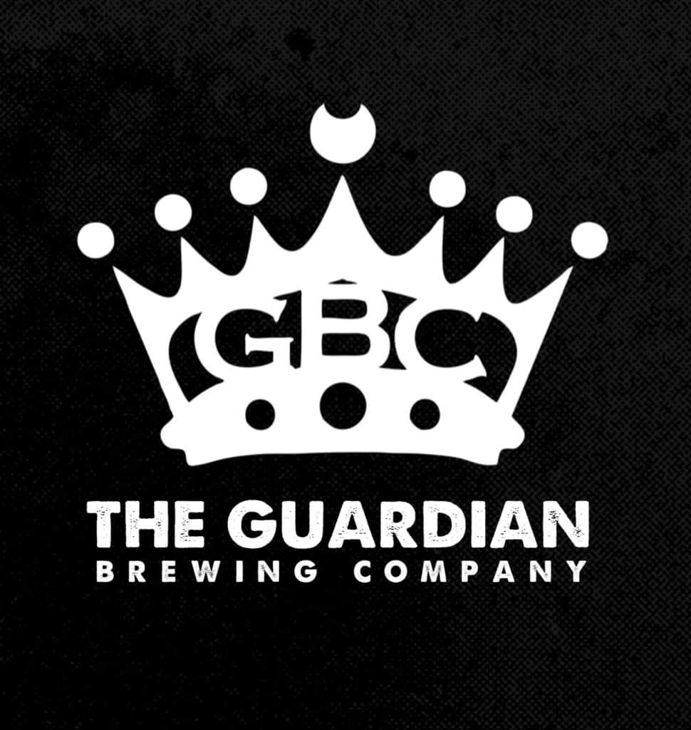 A White crown with the letters GBC and the text The Guardian Brewing Company below