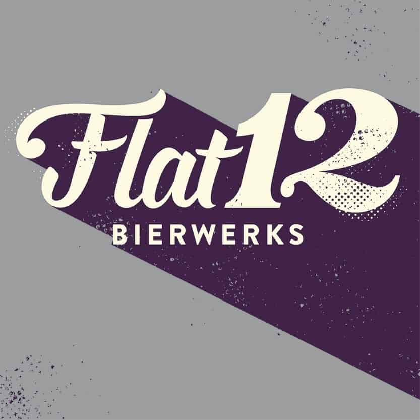 Flat 12 Logo - White and Purple Text