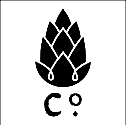 A Black Hop Cone with Co. Beneath - Goshen Brewing Logo