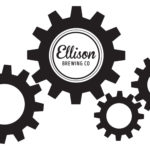 Text based logo for Ellison Brewing company featuring drawn gears