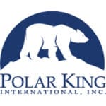 A silhouette of a polar bear standing on a hill with the words polar king international