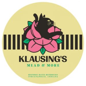 Klausing's Mead & More Logo Black Cat with Pink Rose