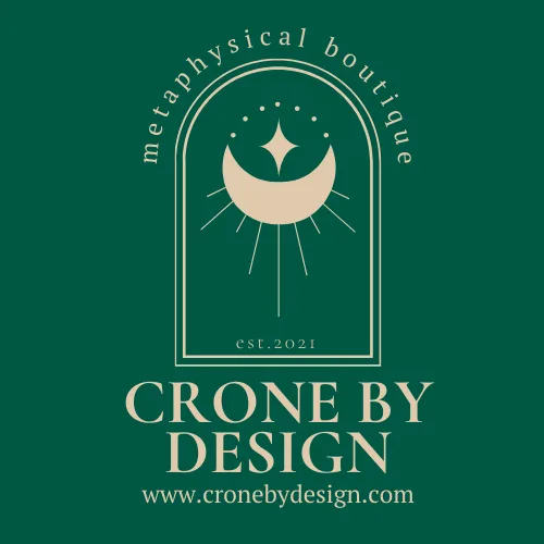 Crone By Design Logo Green & Gold with Moon