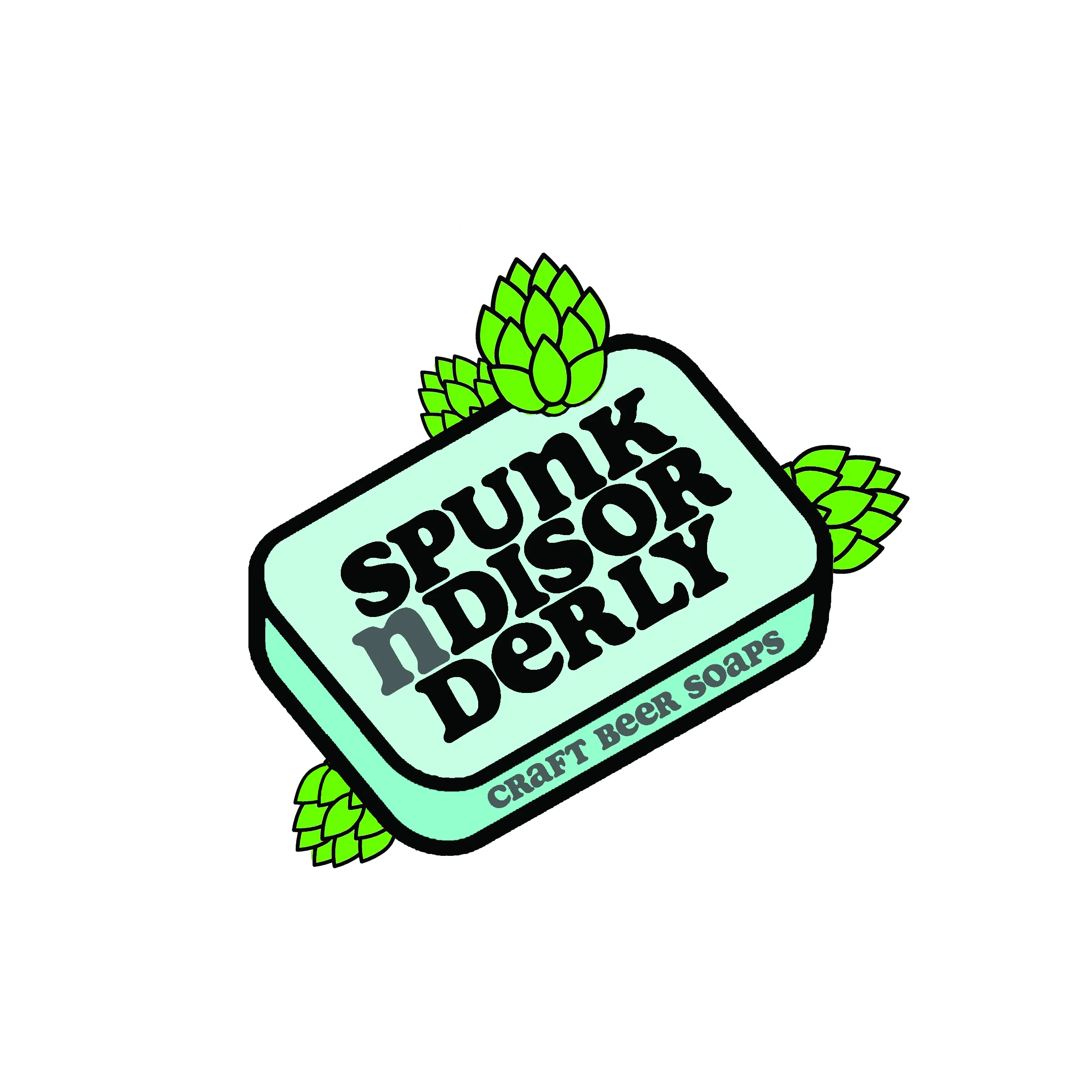 Spunk N Disorderly Soap Logo Green with Hops